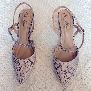 Snakeskin kitten heels, new never worn